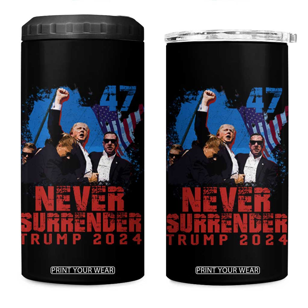 Trump Raised Fist 4 in 1 Can Cooler Tumbler Never Surrender Support President 45 47 TB02 One Size: 16 oz Black Print Your Wear