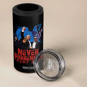 Trump Raised Fist 4 in 1 Can Cooler Tumbler Never Surrender Support President 45 47 TB02 Print Your Wear