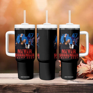 Trump Raised Fist Tumbler With Handle Never Surrender Support President 45 47 TB02 Print Your Wear