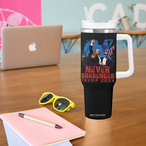 Trump Raised Fist Tumbler With Handle Never Surrender Support President 45 47 TB02 Print Your Wear