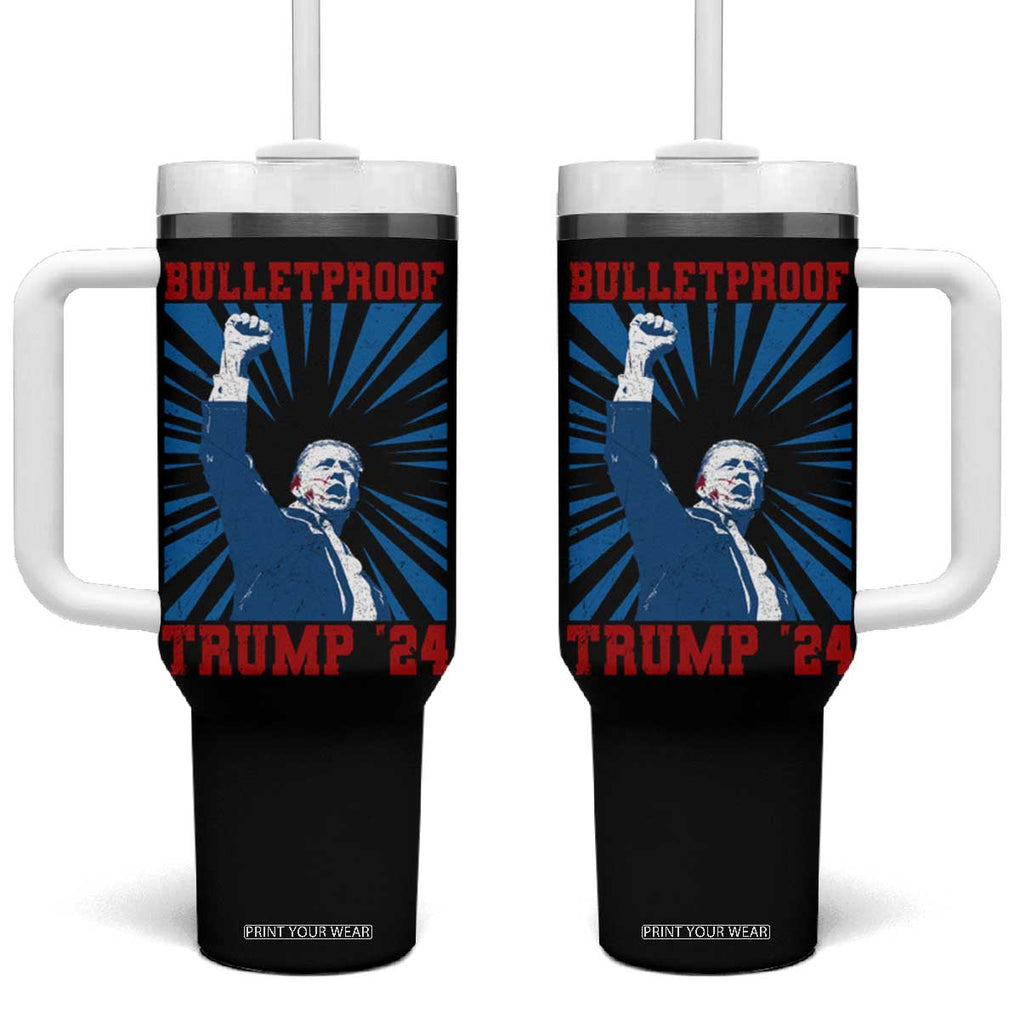 Strong Trump 2024 Tumbler With Handle Bulletproof Raised Fist Not Today President 45 47 TB02 One Size: 40 oz Black Print Your Wear