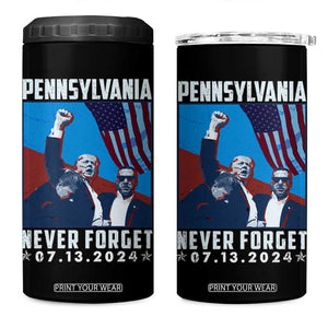 Trump Raised Fist 4 in 1 Can Cooler Tumbler Butler Pennsylvania Never Forget July 13 2024 TB02 One Size: 16 oz Black Print Your Wear