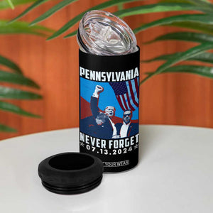 Trump Raised Fist 4 in 1 Can Cooler Tumbler Butler Pennsylvania Never Forget July 13 2024 TB02 Print Your Wear