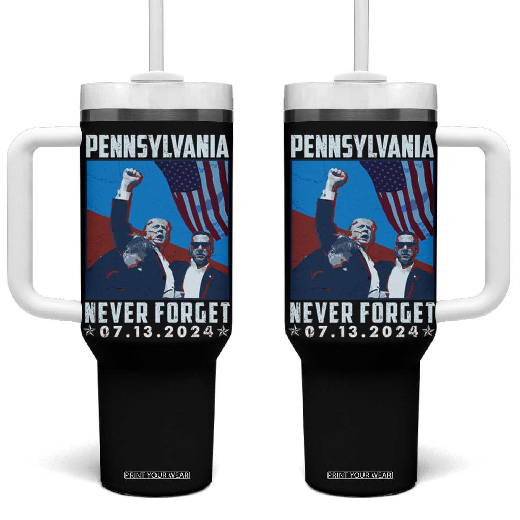 Trump Raised Fist Tumbler With Handle Butler Pennsylvania Never Forget July 13 2024 TB02 One Size: 40 oz Black Print Your Wear