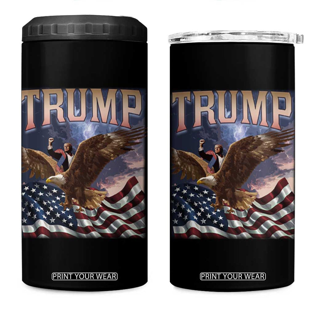 Trump 4 in 1 Can Cooler Tumbler American Eagle US Flag TB02 One Size: 16 oz Black Print Your Wear