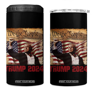 Trump 2024 4 in 1 Can Cooler Tumbler Raised Fist Fight For America American Flag Retro Vintage TB02 One Size: 16 oz Black Print Your Wear