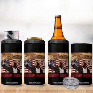 Trump 2024 4 in 1 Can Cooler Tumbler Raised Fist Fight For America American Flag Retro Vintage TB02 Print Your Wear