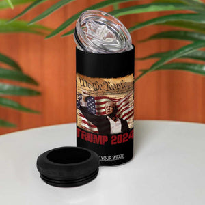 Trump 2024 4 in 1 Can Cooler Tumbler Raised Fist Fight For America American Flag Retro Vintage TB02 Print Your Wear