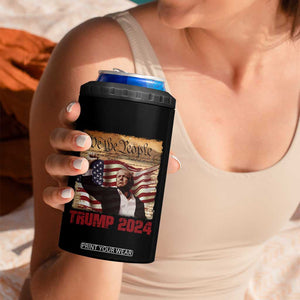 Trump 2024 4 in 1 Can Cooler Tumbler Raised Fist Fight For America American Flag Retro Vintage TB02 Print Your Wear