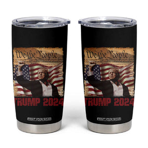 Trump 2024 Tumbler Cup Raised Fist Fight For America American Flag Retro Vintage TB02 Black Print Your Wear