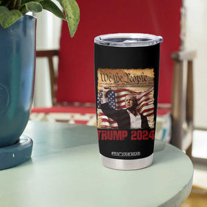 Trump 2024 Tumbler Cup Raised Fist Fight For America American Flag Retro Vintage TB02 Print Your Wear