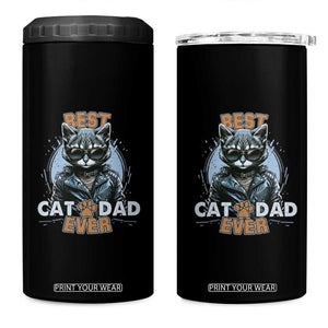 Cool Cat Dad 4 in 1 Can Cooler Tumbler Best Cat Dad Ever Father's Day TB02 One Size: 16 oz Black Print Your Wear