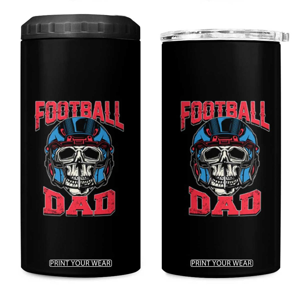 Football Dad 4 in 1 Can Cooler Tumbler Skull With Helmet Rugby Father's Day TB02 One Size: 16 oz Black Print Your Wear