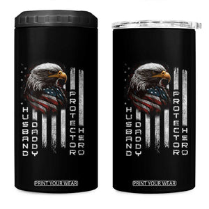 Veteran Dad American Eagle 4 in 1 Can Cooler Tumbler Husband Daddy Protector Hero Us Flag TB02 One Size: 16 oz Black Print Your Wear