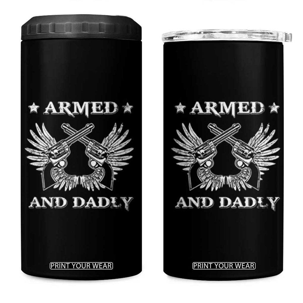 Western Dad 4 in 1 Can Cooler Tumbler Funny Armed And Dadly American Dad Vintage Retro TB02 One Size: 16 oz Black Print Your Wear