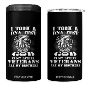 American Veteran 4 in 1 Can Cooler Tumbler I Took A DNA Test God Is My Father Veterans Are My Brothers Eagle TB02 One Size: 16 oz Black Print Your Wear