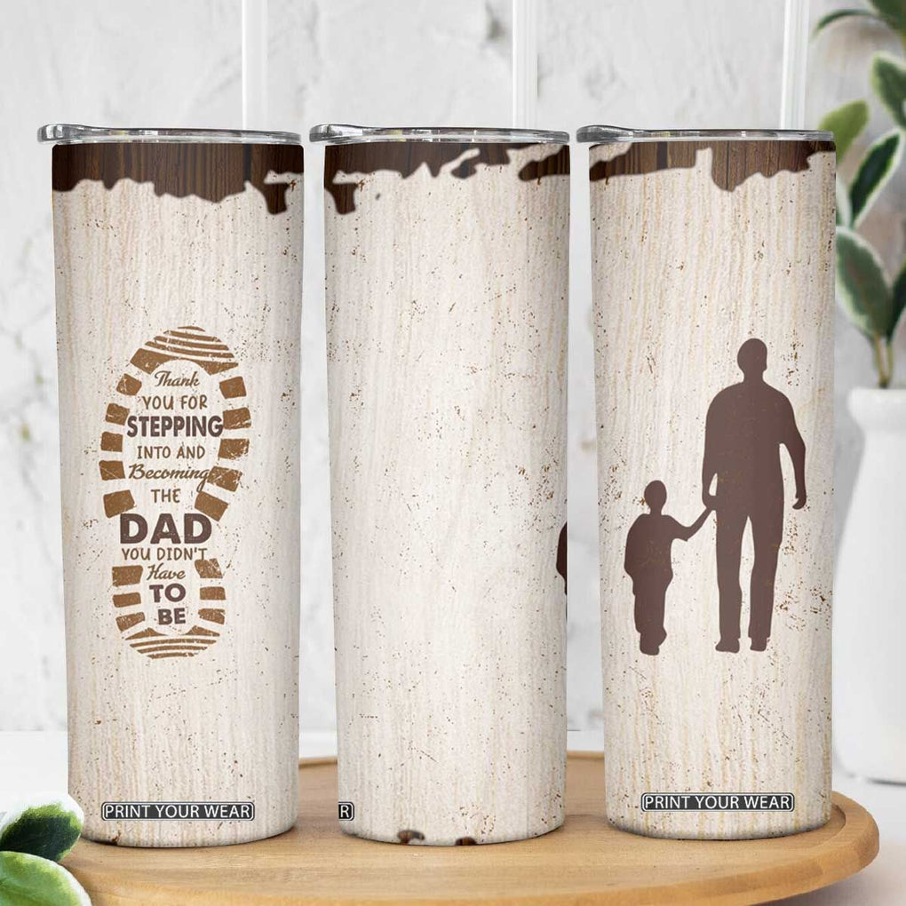 Stepdad and Stepson Skinny Tumbler Thank You For Stepping In Boy Dad Retro Vintage TB02 Print Your Wear