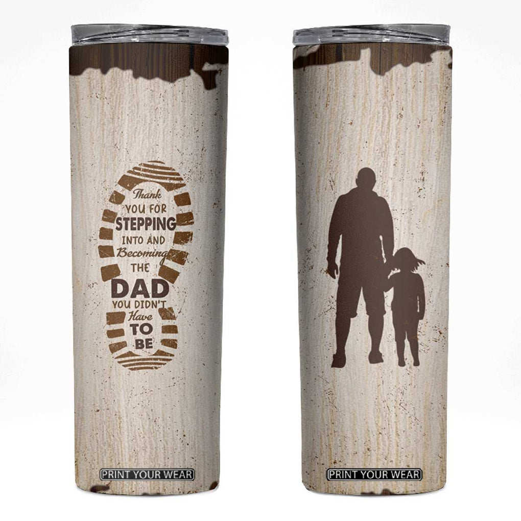 Stepdad and Stepdaughter Skinny Tumbler Thank You For Stepping In Girl Dad Retro Vintage TB02 Whitemist Print Your Wear