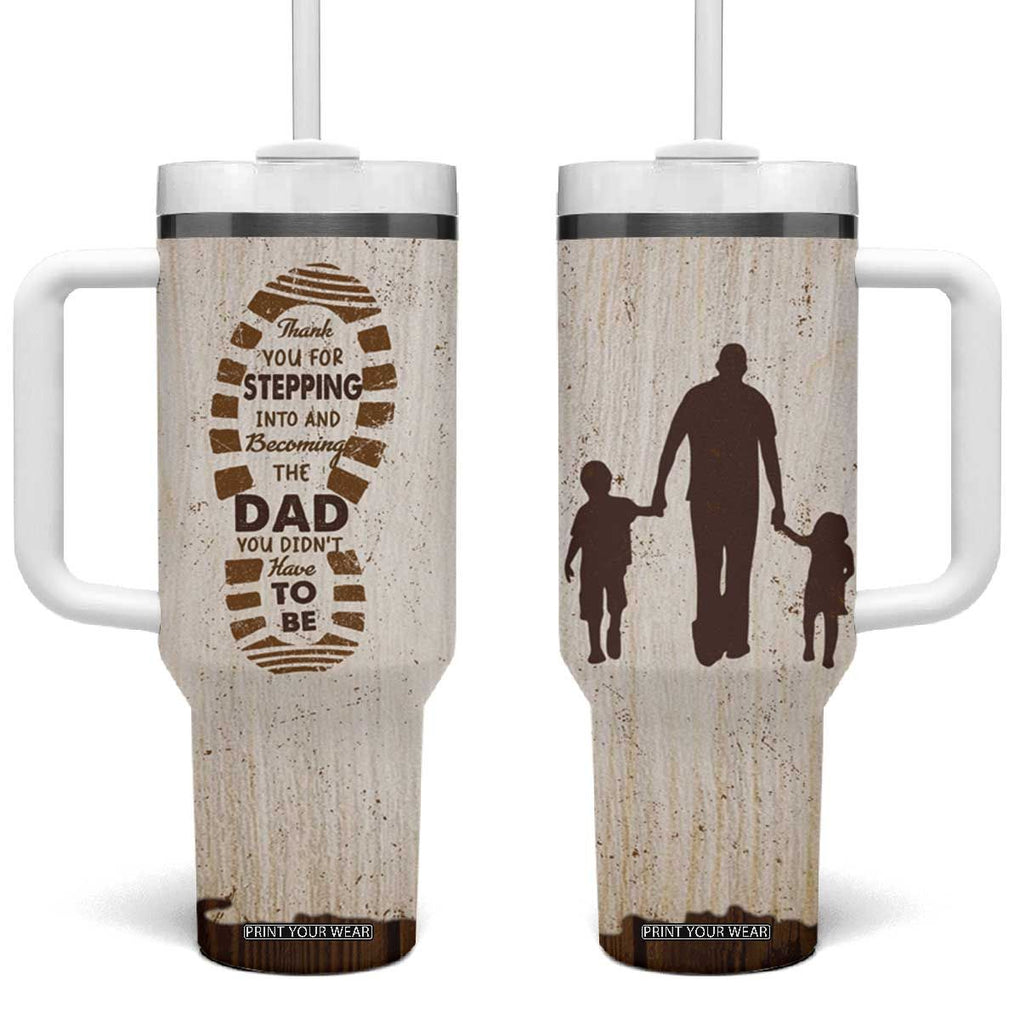 Stepdad of Two Tumbler With Handle Thank You For Stepping In Dad with Son and Daughter Retro Vintage TB02 One Size: 40 oz Whitemist Print Your Wear