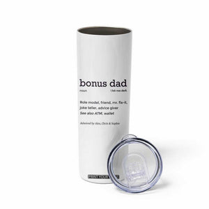 Custom Kids Name Stepdad Skinny Tumbler Bonus Dad Of Three Holding Hands TB02 Print Your Wear