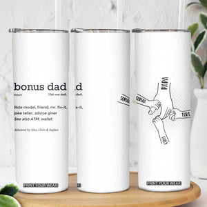 Custom Kids Name Stepdad Skinny Tumbler Bonus Dad Of Three Holding Hands TB02 Print Your Wear