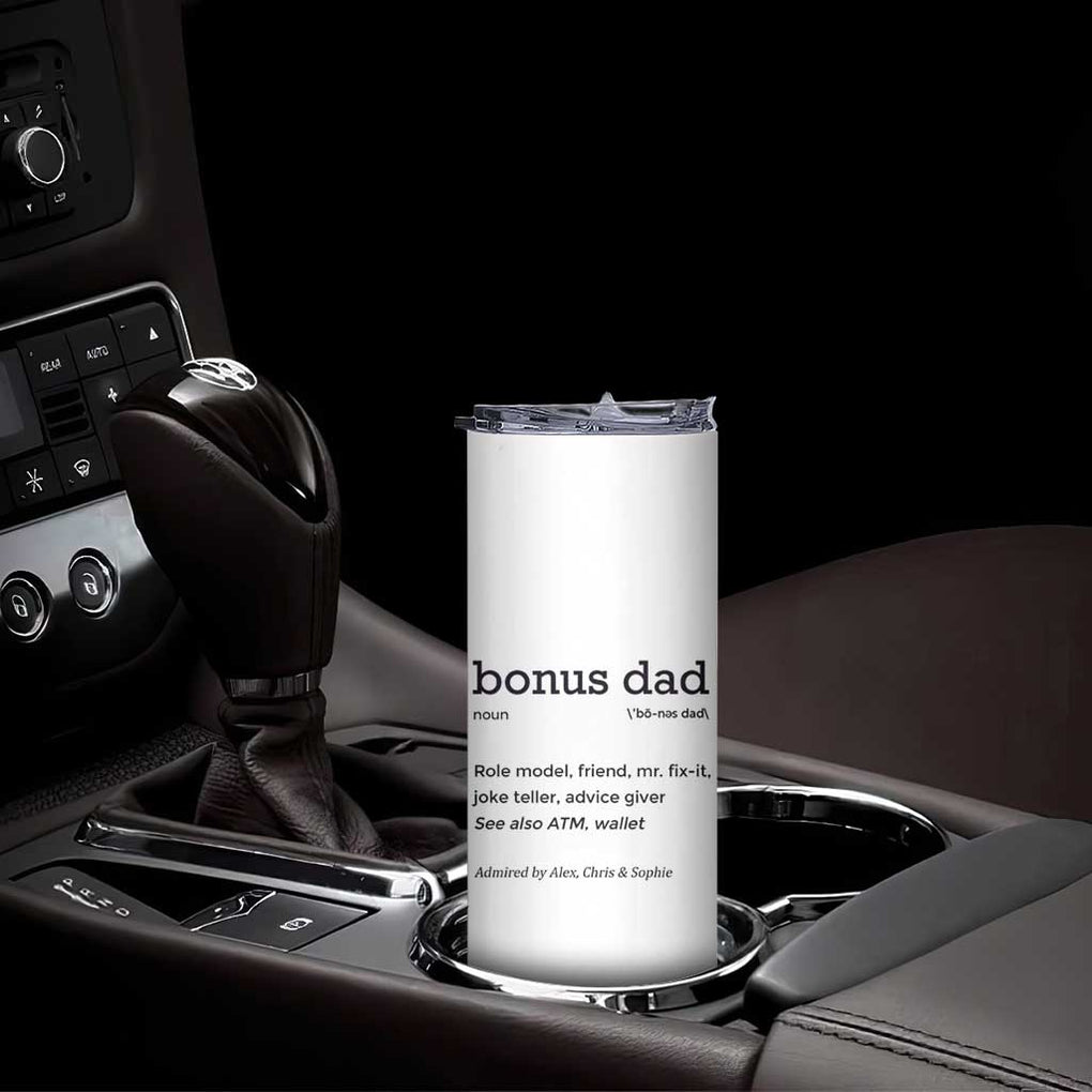 Custom Kids Name Stepdad Skinny Tumbler Bonus Dad Of Three Holding Hands TB02 Print Your Wear