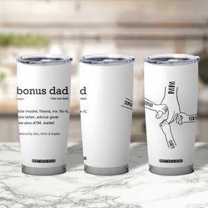 Custom Kids Name Stepdad Tumbler Cup Bonus Dad Of Three Holding Hands TB02 Print Your Wear