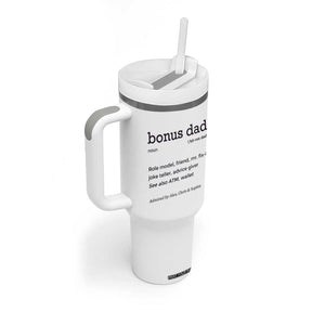 Custom Kids Name Stepdad Tumbler With Handle Bonus Dad Of Three Holding Hands TB02 Print Your Wear