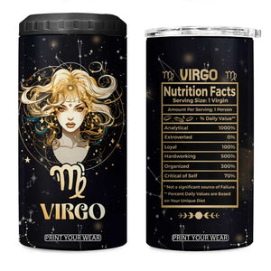 Virgo Zodiac 4 in 1 Can Cooler Tumbler Celestial Constellation Astrology Horoscope Galaxy TB02 One Size: 16 oz Black Print Your Wear