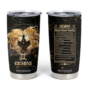 Gemini Zodiac Tumbler Cup Celestial Constellation Astrology Horoscope Galaxy TB02 Black Printyourwear