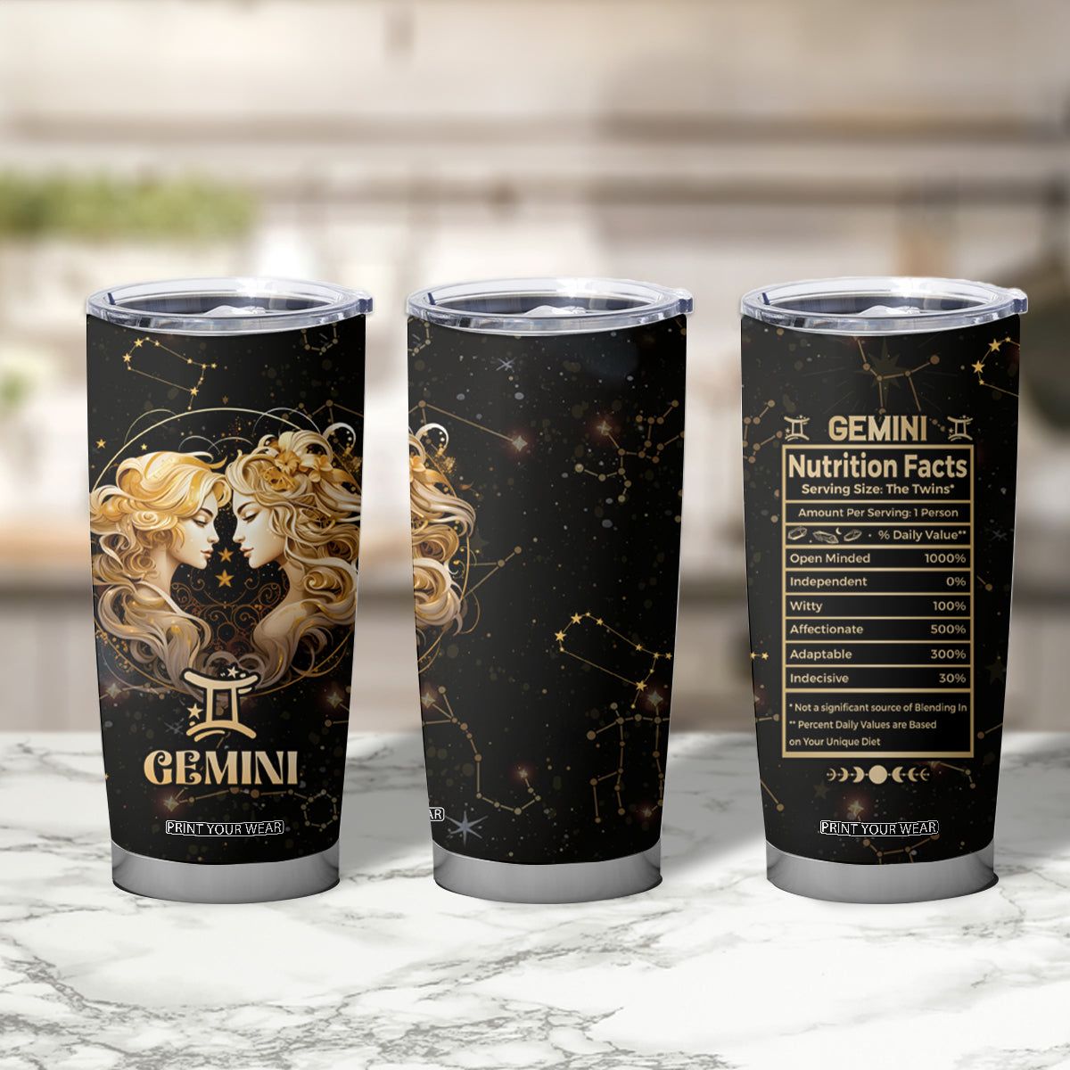 Gemini Zodiac Tumbler Cup Celestial Constellation Astrology Horoscope Galaxy TB02 Printyourwear