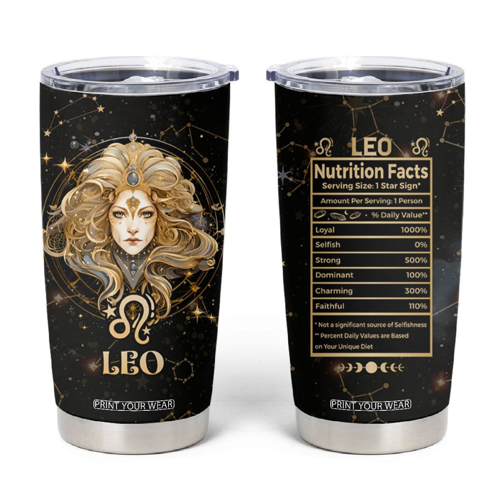 Leo Zodiac Tumbler Cup Celestial Constellation Astrology Horoscope Galaxy TB02 Black Printyourwear