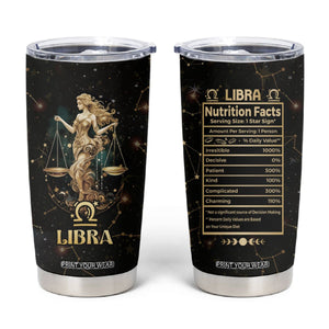 Libra Zodiac Tumbler Cup Celestial Constellation Astrology Horoscope Galaxy TB02 Black Printyourwear