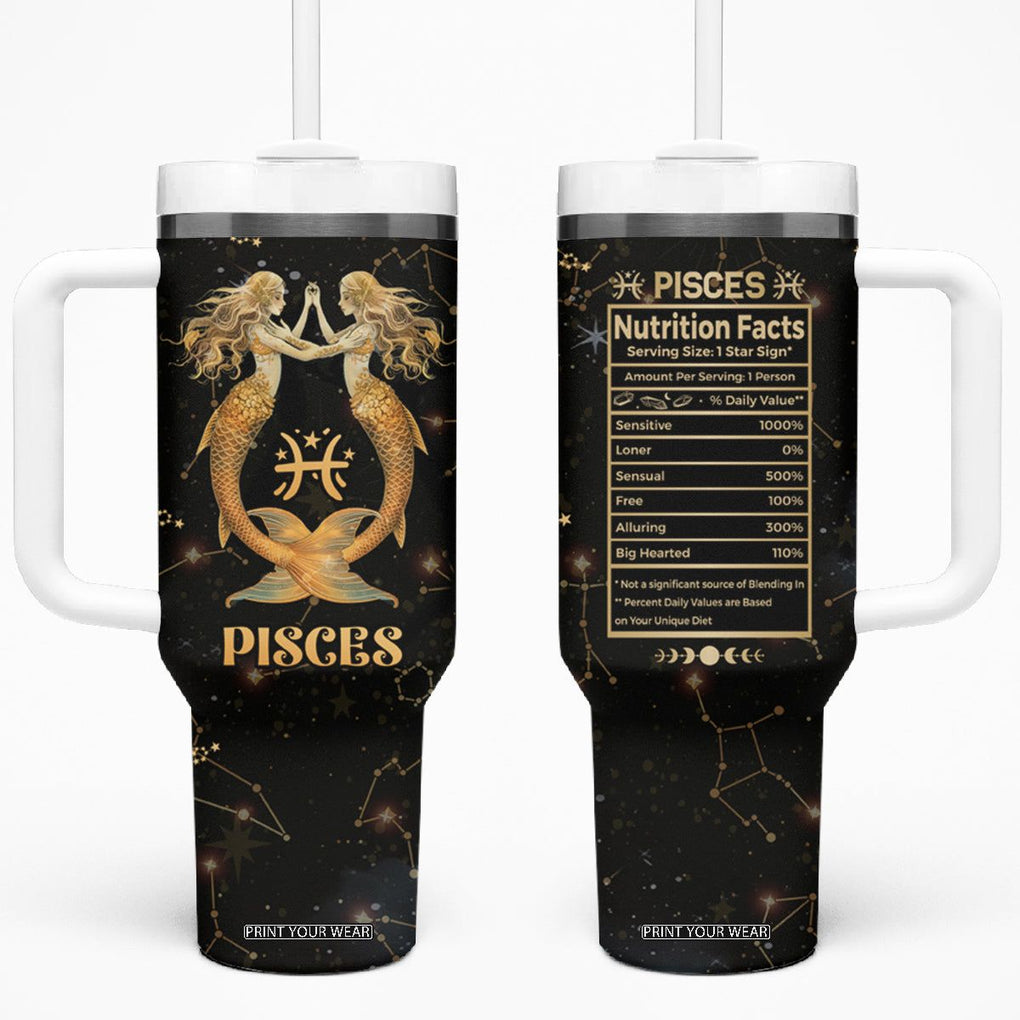 Pisces Zodiac Tumbler With Handle Celestial Constellation Astrology Horoscope Galaxy TB02 One Size: 40 oz Black Printyourwear