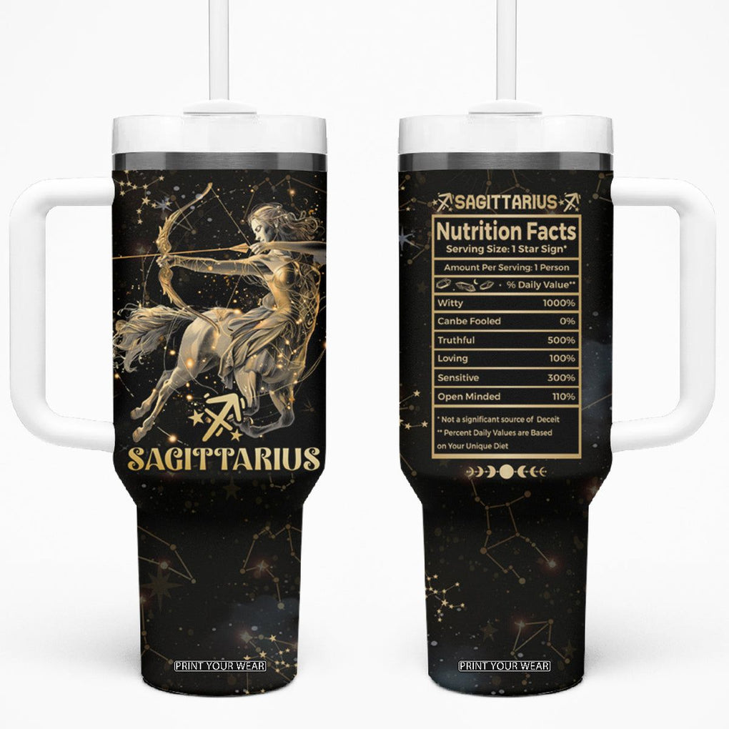 Sagittarius Zodiac Tumbler With Handle Celestial Constellation Astrology Horoscope Galaxy TB02 One Size: 40 oz Black Printyourwear
