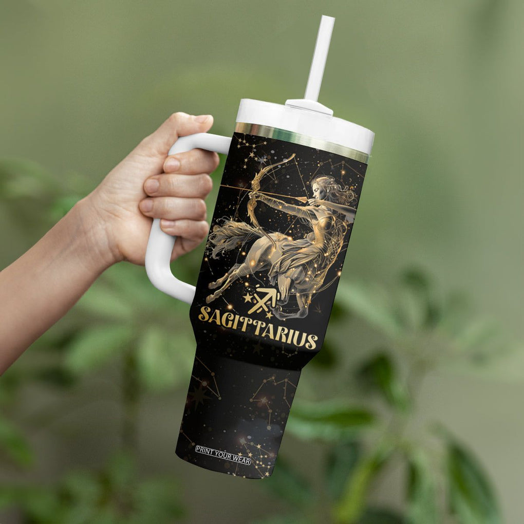 Sagittarius Zodiac Tumbler With Handle Celestial Constellation Astrology Horoscope Galaxy TB02 Printyourwear