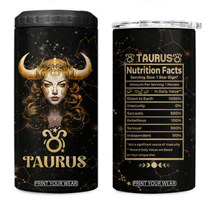 Taurus Zodiac 4 in 1 Can Cooler Tumbler Celestial Constellation Astrology Horoscope Galaxy TB02 One Size: 16 oz Black Print Your Wear