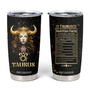 Taurus Zodiac Tumbler Cup Celestial Constellation Astrology Horoscope Galaxy TB02 Black Printyourwear