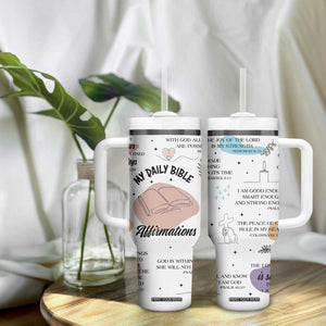 Daily Bible Affirmations Tumbler With Handle Christian Faith Motivation Uplifting Religious Gift TB02 Print Your Wear
