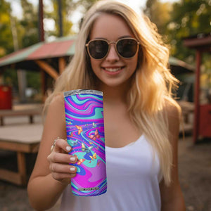 Personalized Suicide Prevention Awareness Skinny Tumbler Custom Name Stay Semicolon Butterfiles Teal and Purple Hologram TB02 Print Your Wear