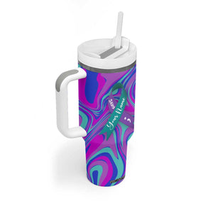 Personalized Suicide Prevention Awareness Tumbler With Handle Custom Name Stay Semicolon Butterfiles Teal and Purple Hologram TB02 Print Your Wear