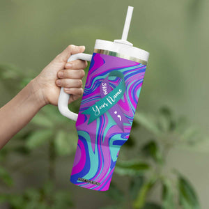 Personalized Suicide Prevention Awareness Tumbler With Handle Custom Name Stay Semicolon Butterfiles Teal and Purple Hologram TB02 Print Your Wear