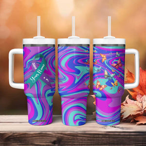 Personalized Suicide Prevention Awareness Tumbler With Handle Custom Name Stay Semicolon Butterfiles Teal and Purple Hologram TB02 Print Your Wear