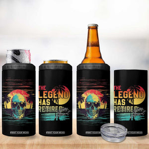 The Legend Has Retired 4 in 1 Can Cooler Tumbler Happy Retirement Gift Retro Skull Beach TB09 Print Your Wear