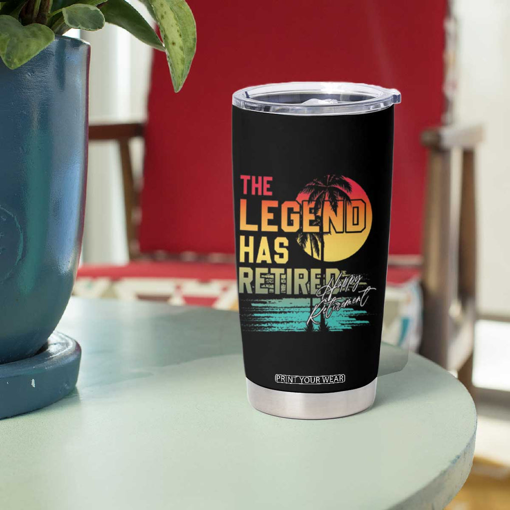 The Legend Has Retired Tumbler Cup Happy Retirement Gift Retro Skull Beach TB09 Print Your Wear