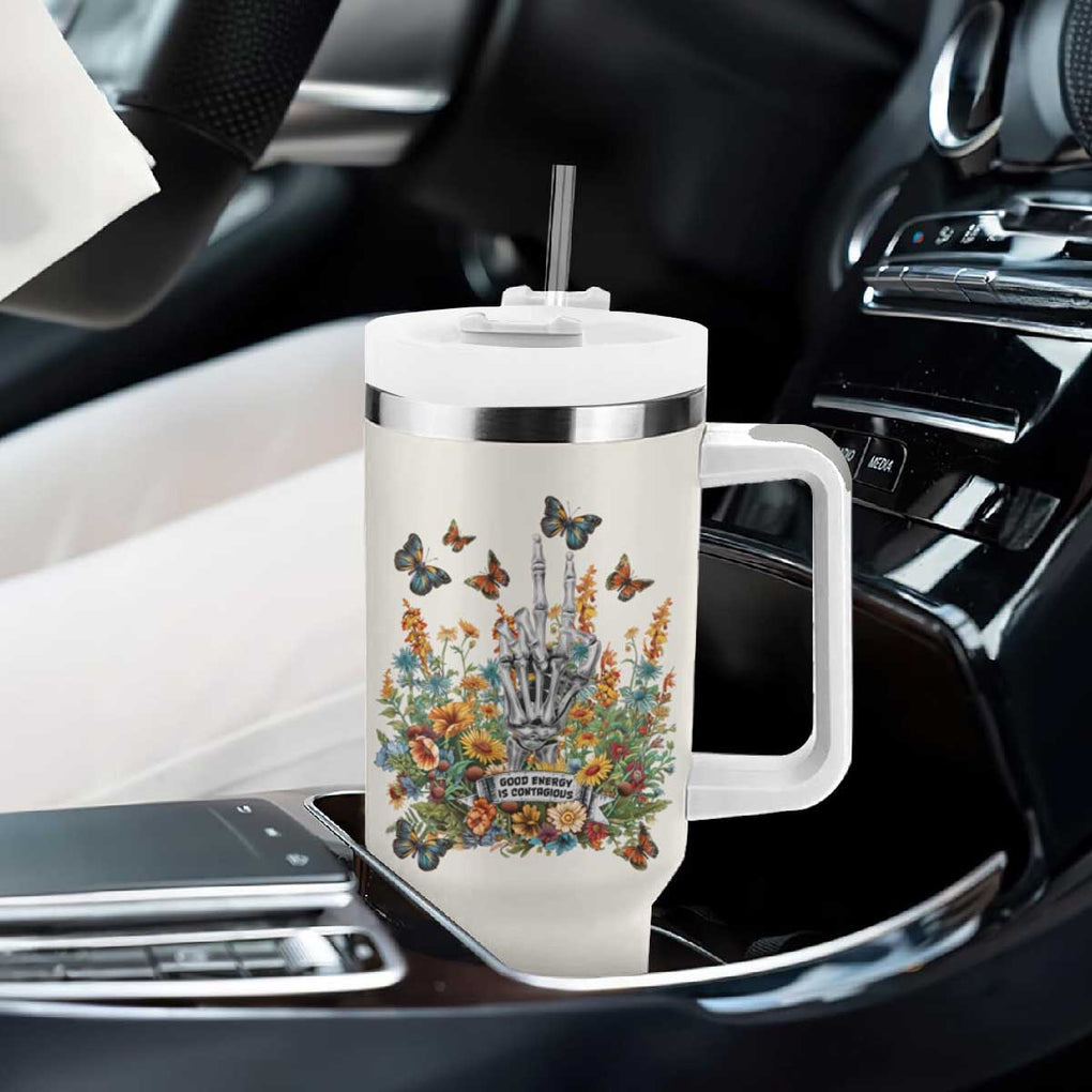 Good Energy Is Contagious Tumbler With Handle TB09 Print Your Wear