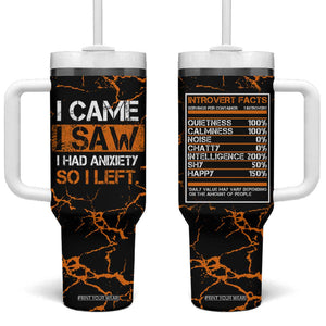 Funny Introvert Tumbler With Handle I Came I Saw I Had Anxiety So I Left TB09 One Size: 40 oz Black Print Your Wear