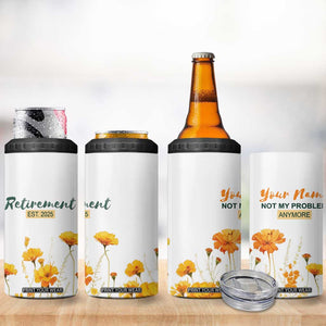 Personalized Retirement Gifts For Women 4 in 1 Can Cooler Tumbler Custom Name Retired 2025 Not My Problem Anymore TB09 Print Your Wear