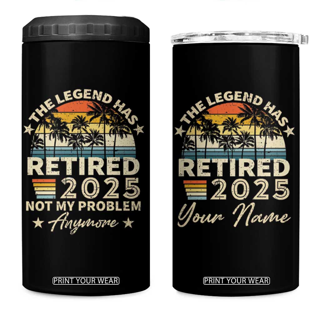 Personalized Retirement Gifts 4 in 1 Can Cooler Tumbler Custom Name Vintage The Legend Has Retired Est 2025 TB09 One Size: 16 oz Black Print Your Wear