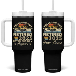 Personalized Retirement Gifts Tumbler With Handle Custom Name Vintage The Legend Has Retired Est 2025 TB09 One Size: 40 oz Black Print Your Wear